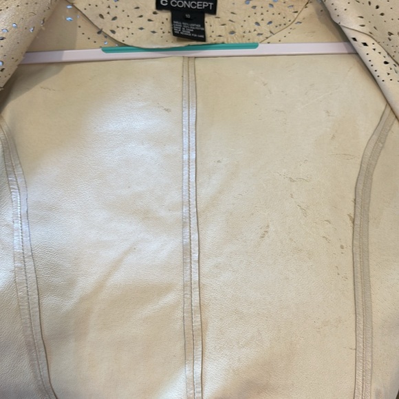 C Concept cream metallic leather laser cut jacket - Picture 10 of 11